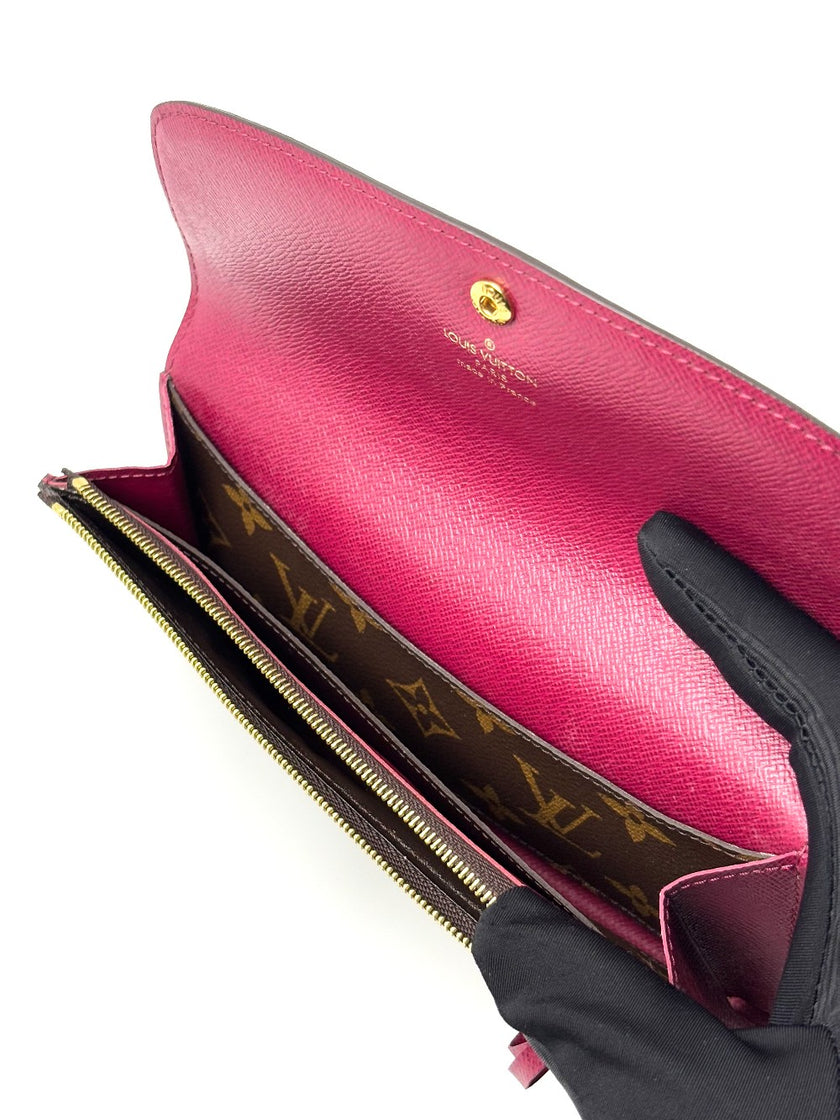 Preowned. LV Emily Fuchsia Monogram Long Wallet|6645