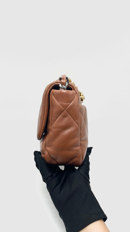 Brand New. Chanel C19 Small Tan Lambskin RHW/GHW/SHW. T7AEUT96|16615