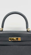 Preowned. Hermes Kelly 28 Black Togo GHW. WCT101TS|14492