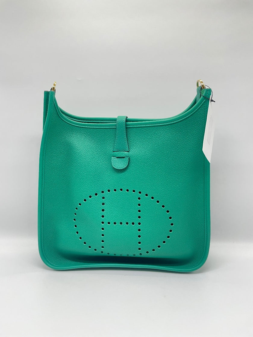 Brand New. Hermes Evelyne PM3 Togo Vert Jade GHW. ZBS002ZB|10107