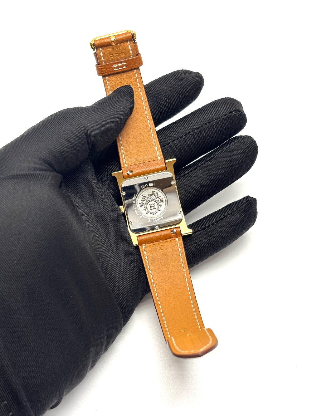 Preowned. Hermes Heure H White Dial YG. CF3MM32348|16868