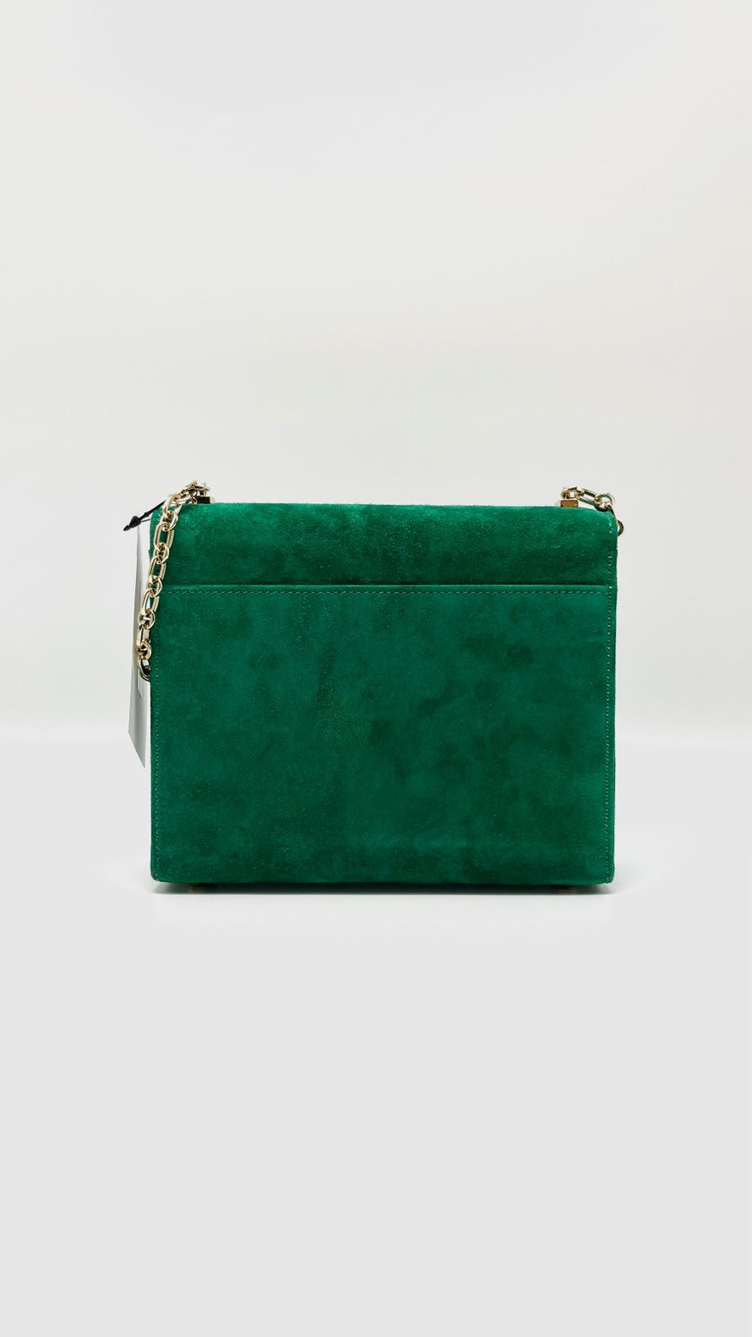 Brand New. Hermes Mini Verrou Chaine Suede Green GHW. UPI774SM|8798