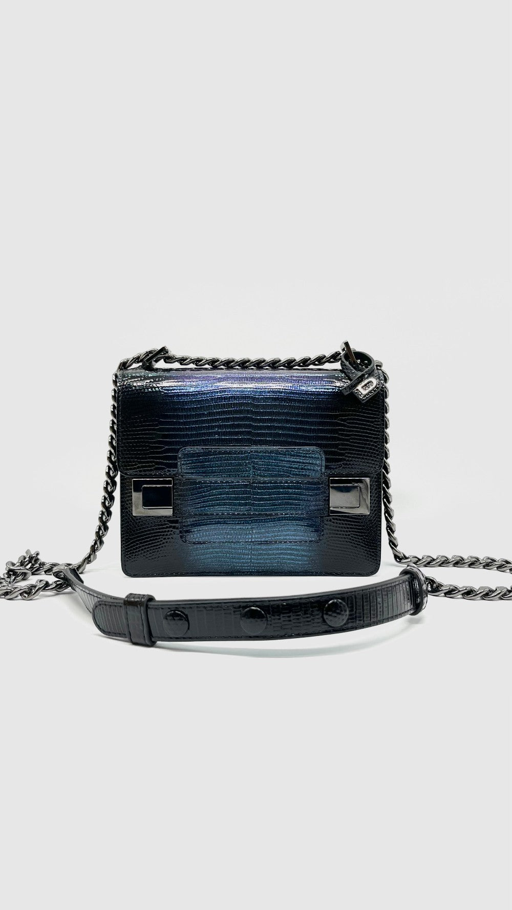 Unused. Delvaux Madame Lizard Iridescent Black|13134