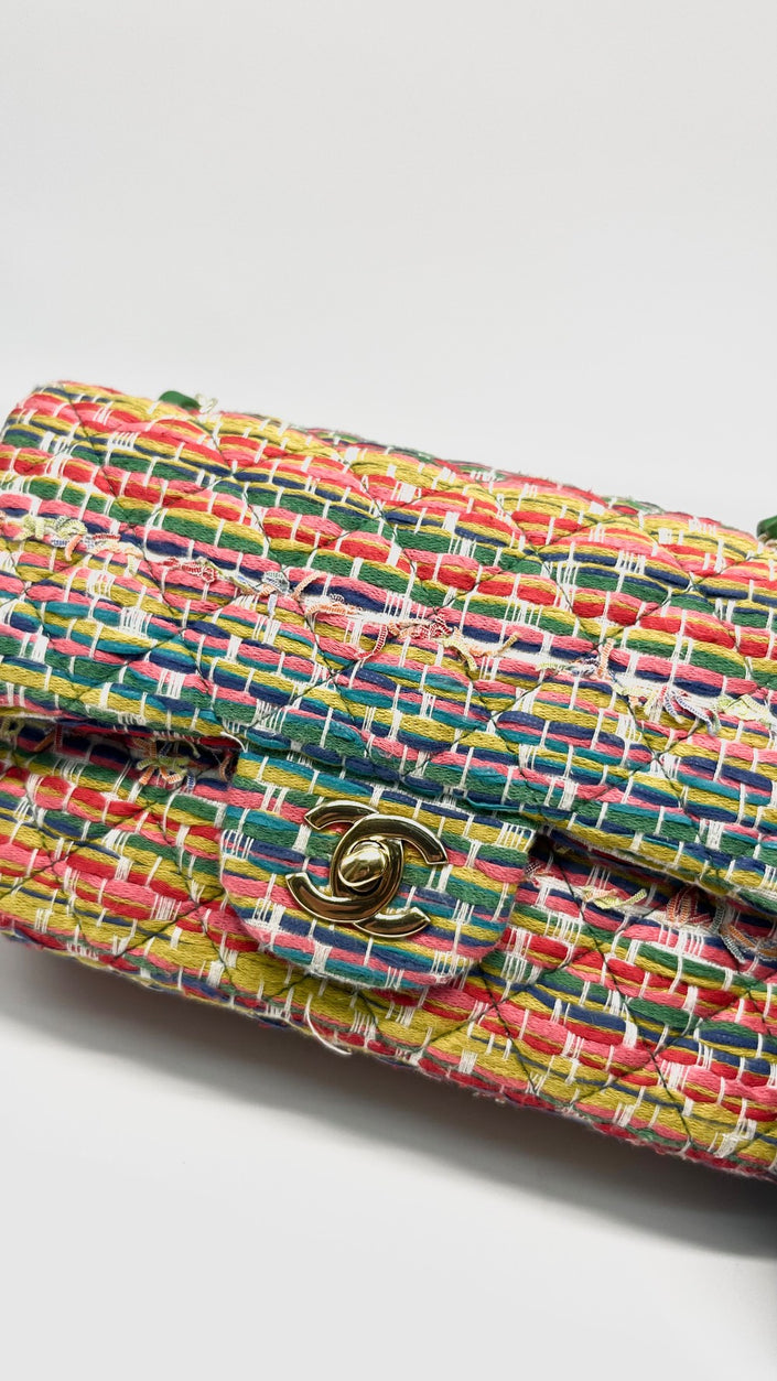 Preowned. Chanel Mini Rectangular Multicolor Tweed Flap. 22148773|13911