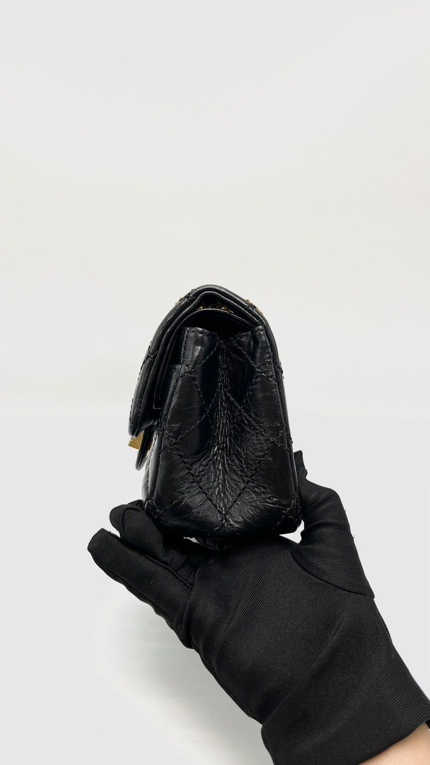 Like New. Chanel Reissue Mini Rectangular Flap Black Calfskin GHW. 23542620|16434