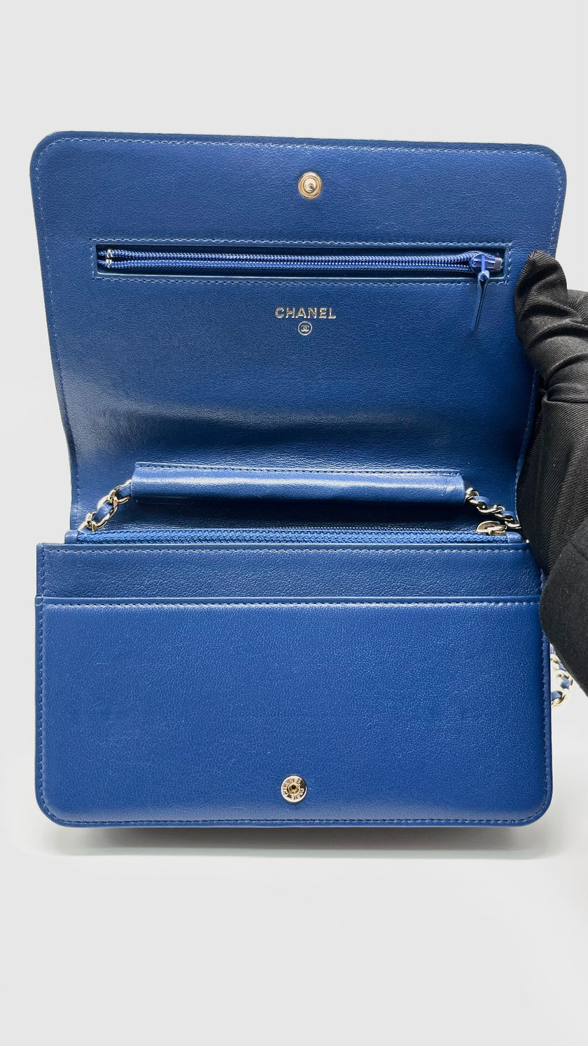 Preowned. Chanel WOC Black/Blue GHW. 23898176|7103