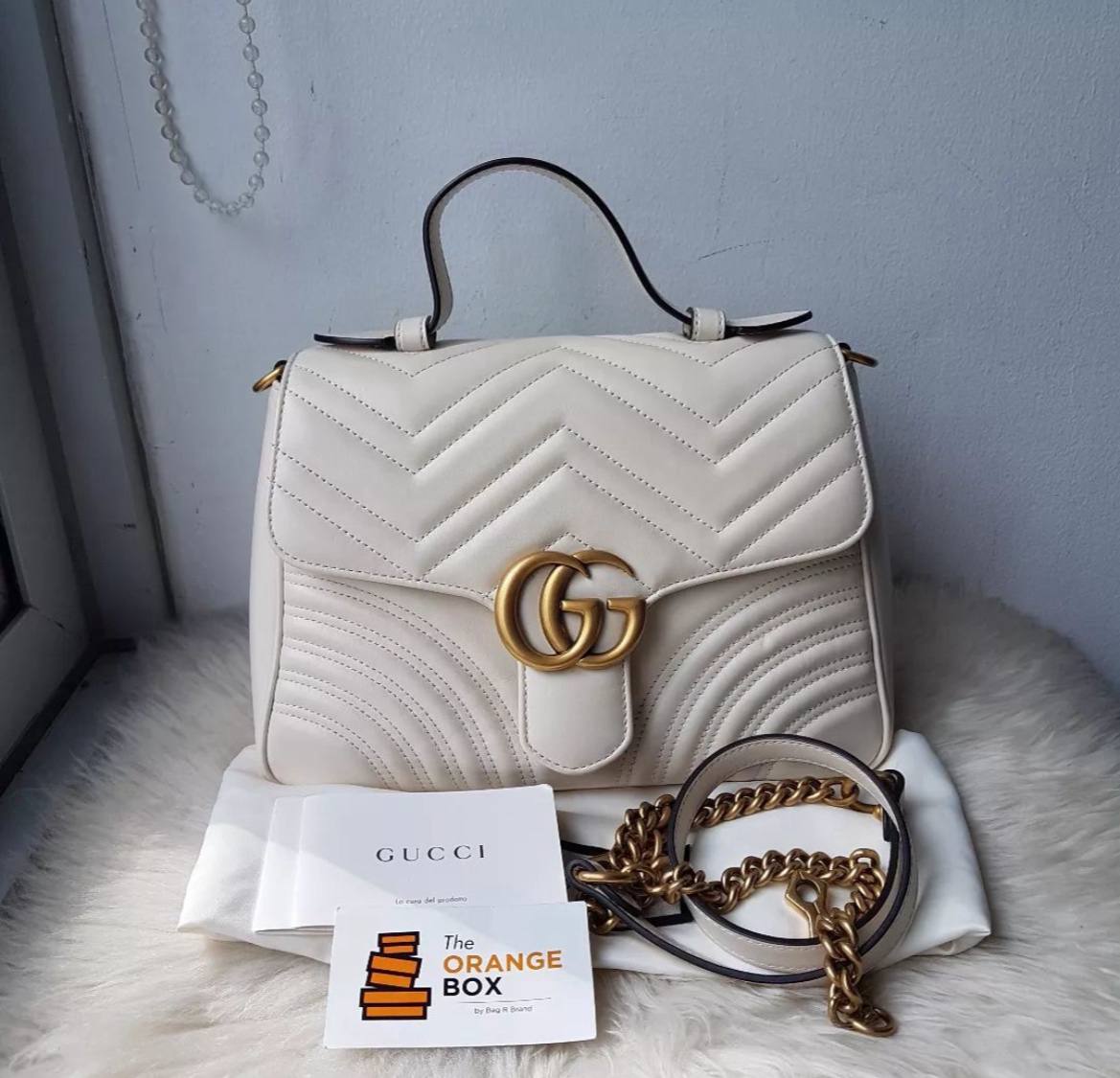 Gucci white top online handle bag