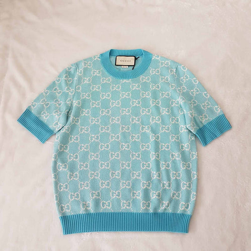 Gucci Gg Damier Jacquard Knitted Top
