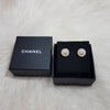 Chanel Faux Pearl Crystal Round Stud Earrings