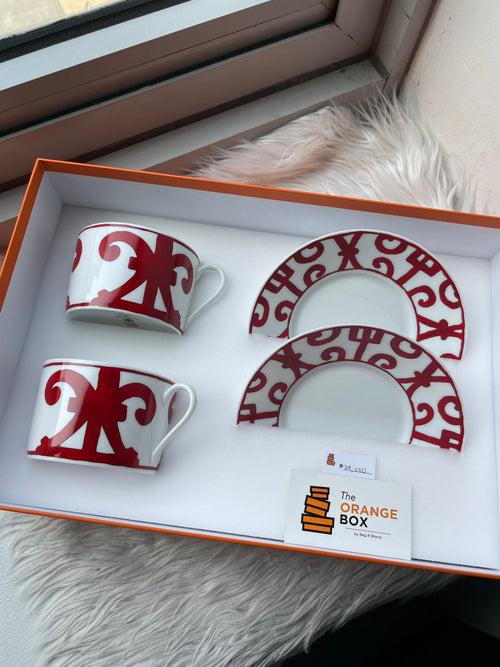 Hermes Set of 2 Tea Cups with Saucers Balcon du Guadalquivir