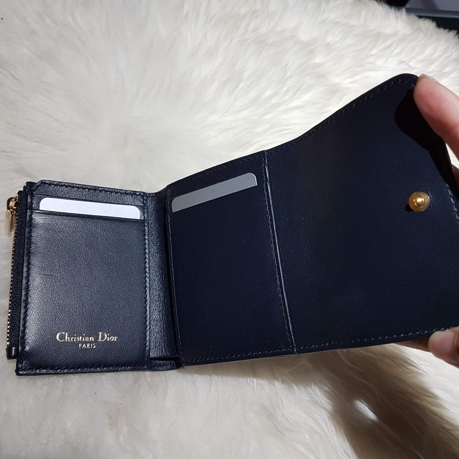 Dior Black Cannage Leather Lady Dior Compact Wallet Dior  TLC